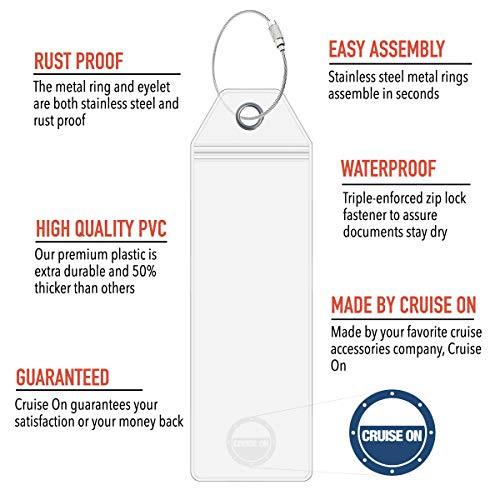 Cruise On Royal Caribbean Cruise Luggage Tag Holder (4 Pack) – Fits All Royal Caribbean Ships, Durable Travel ID Holders for 2026-2027 Cruises, Clear Waterproof Cruise Essentials