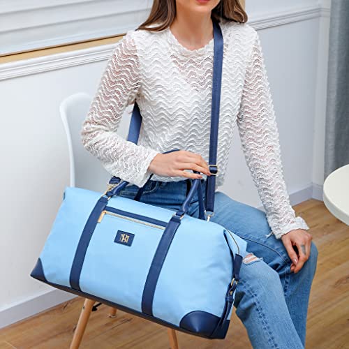 Badgley Mischka Barbara Canvas Tote Weekender Travel Bag (Light Blue)