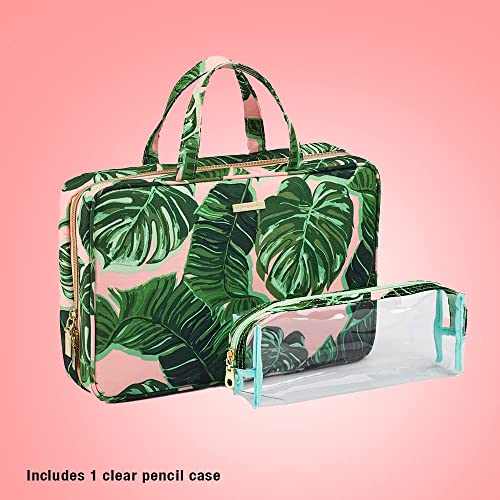 Conair Travel Toiletry Bag - Makeup Bag - Cosmetic Bag -Travel Makeup Bag - Perfect for Vacations - Weekender Shape - Pink Palm Print