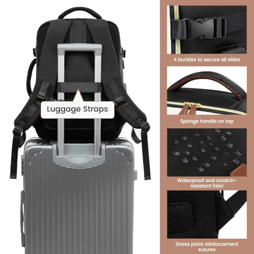 LOVEVOOK 40L Travel Backpack for Women, Carry On Backpack with 3 Packing Cubes,TSA Personal Item Travel Bag Airline Approved, Water Resistant Weekender Overnight Luggage Daypack, Fits 17.3 Inch Laptop