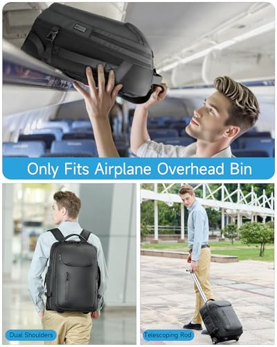 RoyalAnt Large Rolling Backpack for Women&Men, 50L Travel Backpack with Wheels, Wheeled Backpack with USB C Port,TSA Lock Carry On for Travel, College, Teacher