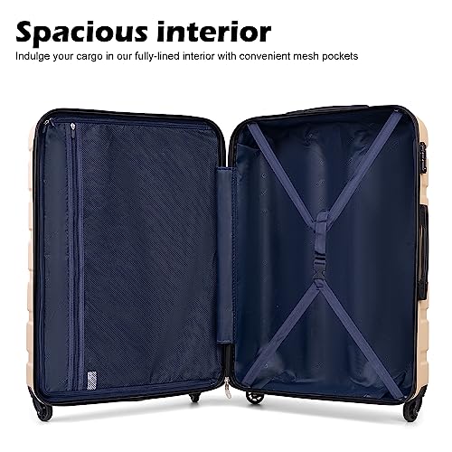 Coolife Luggage 3 Piece Set, Lightweight Durable Hardshell Suitcase set with 360° Spinner Wheels, TSA-approved Lock, Checked Family Travel Luggage sets, 20/24/28 Inch, Orange