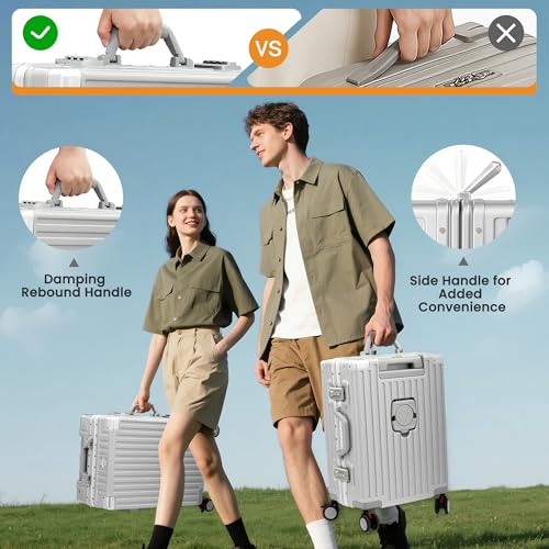 VentureVault Carry On Luggage 22x14x9 Airline Approved, Zipperless Luggage Carry On, Hard Shell Suitcases with TSA Lock, Lightweight Carry On Suitcases with Aluminum Frame (silver, 20inch)
