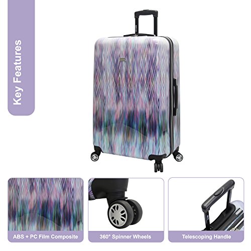 Steve Madden Luggage Collection - 24 Inch Scratch Resistant (ABS+PC) Hardside Mid-sized Suitcase - Durable Lightweight Bag with 8-Rolling Spinner Wheels (Diamond)