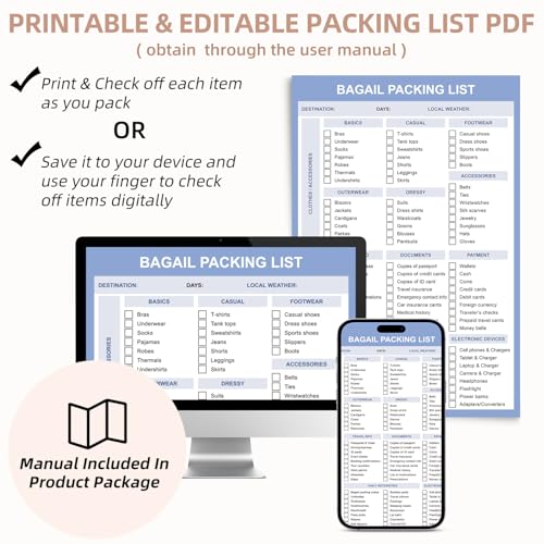 BAGAIL 9 Set Packing Cubes with Packing List Luggage Packing Organizers for Travel Accessories (Black)