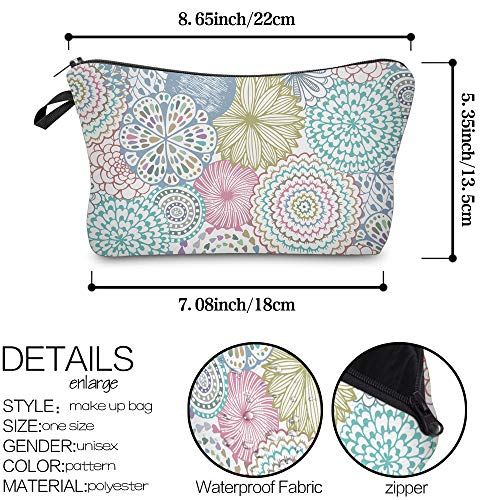 Deanfun Cosmetic Bag for Women, Mandala Flowers Waterproof Makeup Bags Roomy Toiletry Pouch Travel Accessories Gifts (51561)
