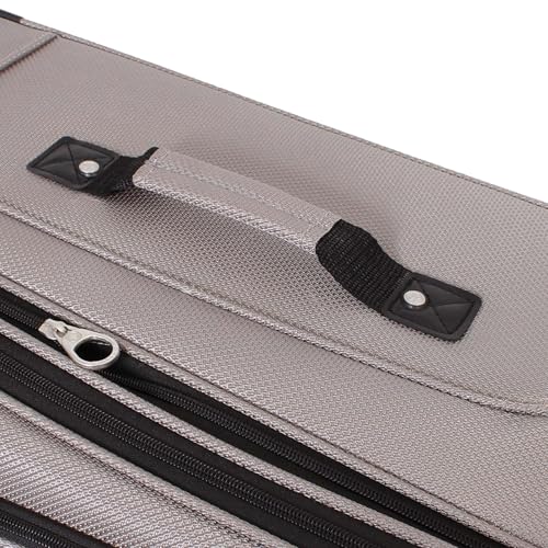 SwissGear Sion Softside Expandable Luggage – Carry-On Suitcase with 360 Degree Wheels & Retractable Handle – 21 Inch, Perfect for 1-3 Night Trips – Pewter