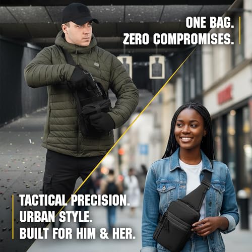 M-Tac CCW Sling Bag for Men & Women - EDC Shoulder Bag Tactical - Crossbody Concealed Carry Bag - Mens Chest Pack (Black)
