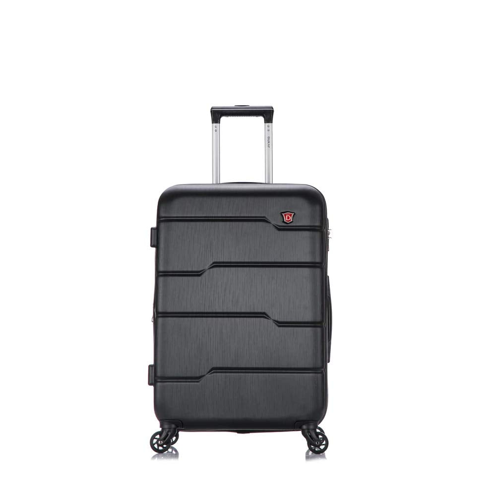 DUKAP RODEZ Hardside Luggage with Ergonomic Handles and TSA Lock | Spacious Traveling Suitcase, Travel Suitcase with Four Spinner Wheels and Studs | 24" Medium Luggage | Black