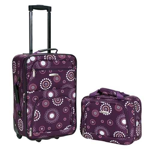 Rockland Fashion Softside Upright Luggage Set, Expandable, Purple Pearl, 2-Piece (14/19)