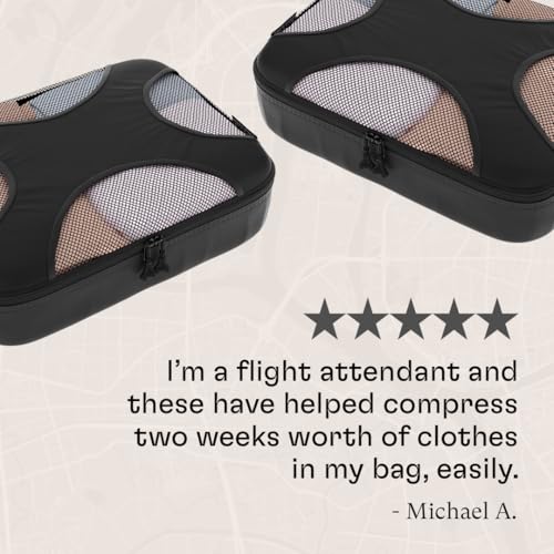 Shacke Packing Cubes for Travel 6 Set - Premium Luggage Organizer Bags - Versatile Travel Organizer for Women and Men - Optimized Packing Bags - Travel Essentials (Pure Black)