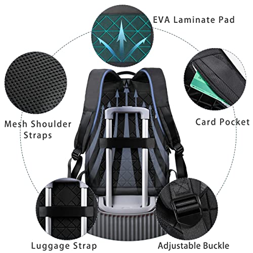 hk Backpack for Men Business Slim Backpack with USB Charger Computer Lightweight Anti-theft Travel Backpacks 15.6 inch Water Resistant Laptop Bag for Work Office College-Black