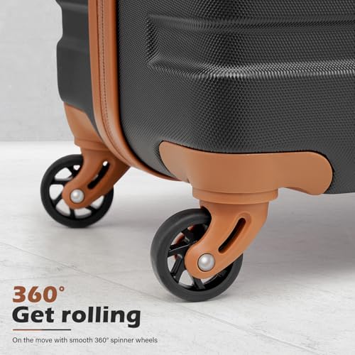 Coolife Luggage 3 Piece Set, Lightweight Durable Hardshell Suitcase set with 360° Spinner Wheels, TSA-approved Lock, Checked Family Travel Luggage sets, 16/20/24/28 Inch, Orange