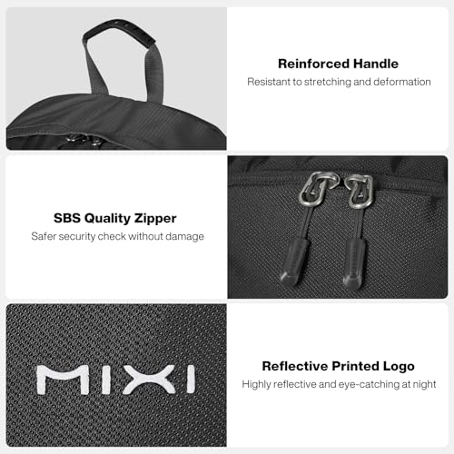 mixi 31L Ultra Lightweight Waterproof Travel Backpack, 18 inch Casual Daypack for Men Women, Durable Spacious Bag for Travel, Sports, Camping, Hiking & College, Black