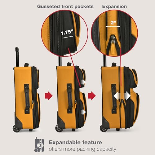 U.S. Traveler Rio Lightweight Softside Rolling Carry-on Suitcase, 2-Wheel Set, Orange