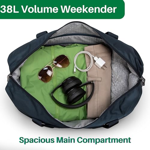 Ricardo Beverly Hills Avalon Drop-Bottom Weekender Duffel Stylish Tote Bag for Women, Carry On Luggage & Travel Essentials (Juniper Green, 38L)