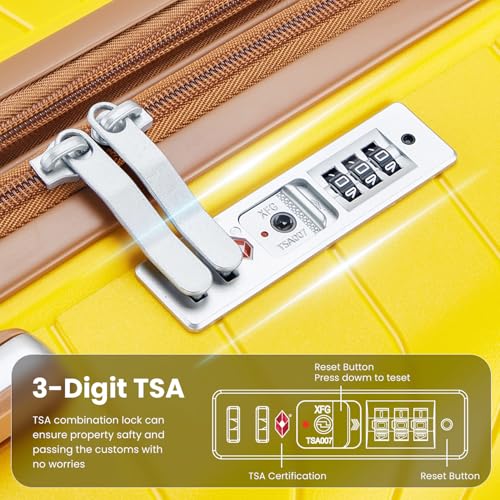 Merax Luggage Set of 4, Expandable Lightweight Suitcase with 4 Double 360 Degrees Mute Spinner Wheels and TSA Lock, PP Materials, 14”20”24”28”, Yellow