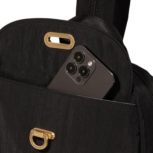 Baggallini Coastal Flip Lock Day Pack - Lightweight Convertible Small Backpack Sling Crossbody Bag