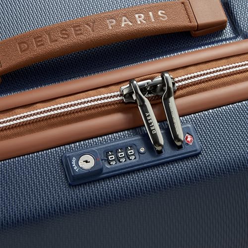 DELSEY PARIS Chatelet Air 2.0 Checked Luggage Trunk 26 Inch, Hardside Polycarbonate Suitcase, Dual-Density Spinner Wheels, TSA Lock, Navy Blue