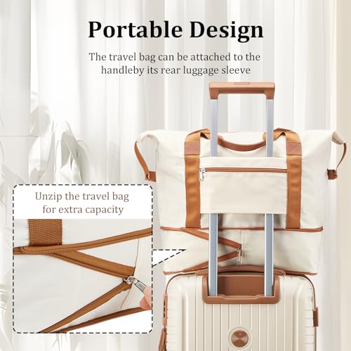 Joyway Luggage Sets 5 Piece PP Hardshell Carry on Suitcase, Travel Lightweight Carry-on with Double Spinner Wheels and TSA Lock, Beige Brown