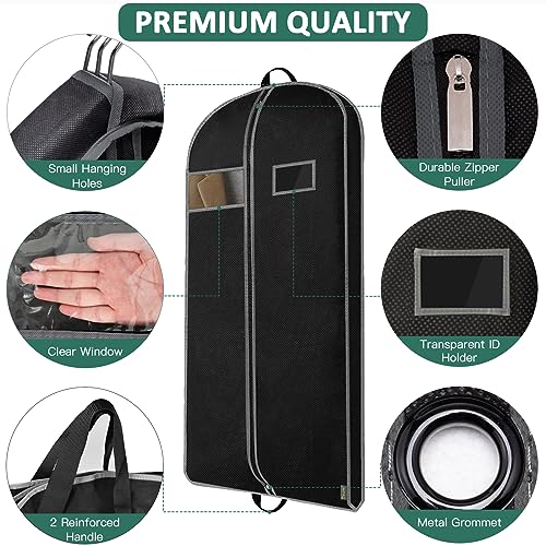 BALEINE 1PK Heavy Duty Garment Bag with Shoe Storage Travel Bag for Dresses, Suit, Coats Travel Essential (43", Black)