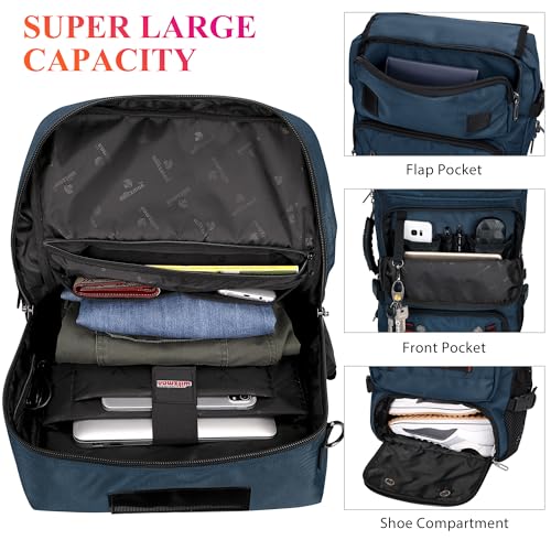 WITZMAN Carry on Travel Backpack for Men Women Airline Approved Convertible Nylon Duffle Backpack Luggage Bag (B682 Blue)