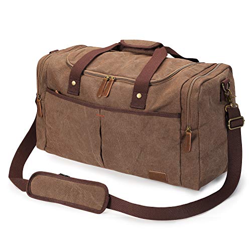 S-ZONE Canvas Duffel Bag for Travel 65L Weekender Overnight Travel Bags with Shoes Compartment for Men