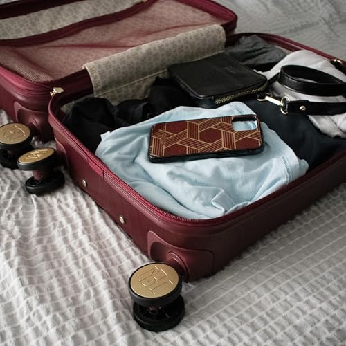 Badgley Mischka Diamond Hard Expandable Spinner Luggage Set (3 Piece) (Burgundy-Black Bars)
