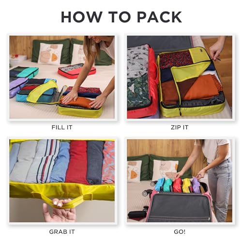 Large Packing Cubes for Travel - 5pc Packing Cubes for Suitcases - Lightweight Luggage Organizer Bags (Non-Compression)