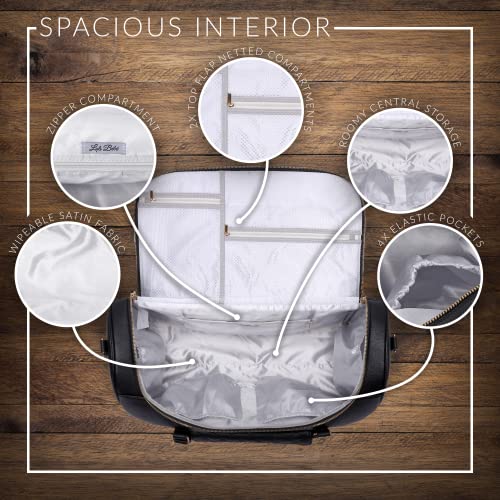 Monaco Travel Duffel Bag by Luli Bebe - Womens Designer Vegan Leather Weekender Bag, Top Carry on Luggage (Stone Grey)