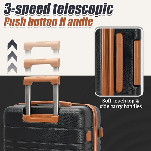 Luggage Sets 5 Piece Suitcases with Wheels, ABS Hardside Suitcase Sets with TSA Lock, Carry On Luggage, Checked Luggage & Large Suitcase, Lightweight Durable Travel Suitcase for Men Women, 20"/24"/28"