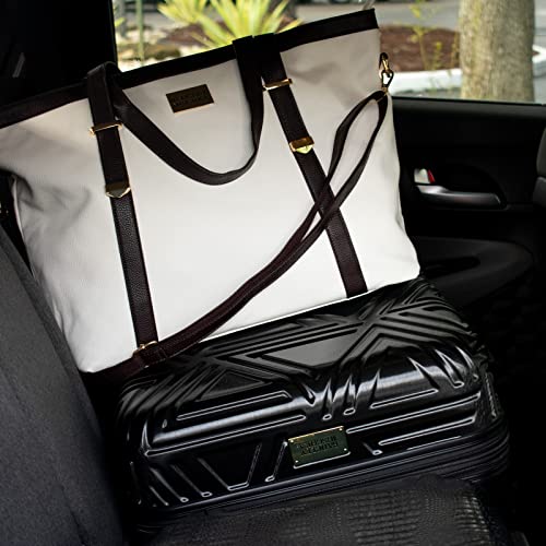 Badgley Mischka Anna XL Vegan Leather Tote Weekender Travel Bag (Black)