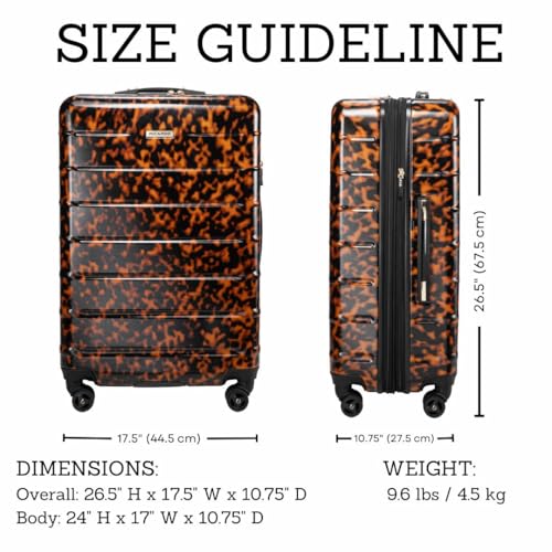 Ricardo Beverly Hills Cambria Hardside Luggage | Stylish Suitcase with Wheels for Effortless Travel, Expandable and Secure TSA-Locked Packing, 24-inch Medium Checked (Tortoise, Checked Medium 24-Inch)