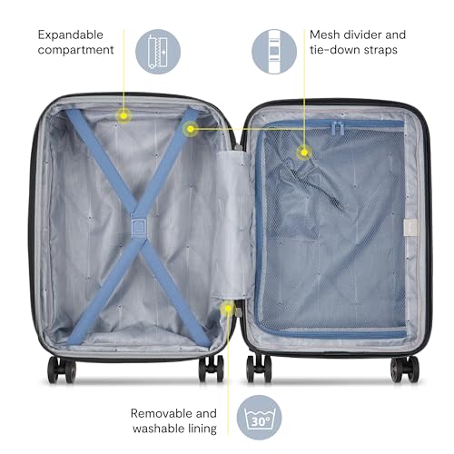 DELSEY PARIS Cruise 3.0 Hardside Expandable Luggage with Spinner Wheels, Glossy Ivory, Carry on 20 Inch