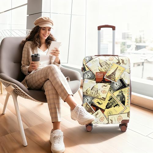 MoBtovs Luggage Sets, 3 Piece Durable Suitcase Set, PC with Printed pattern and Combination Lock, 20"/24"/28", Suitable for Long Term travel and Carrying with You, Black Vintage