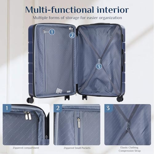 OLIXIS 28 Inch Luggage, Hardside Checked Suitcase with Spinner Wheels, Lightweight ABS Hard Shell Travel Luggage, TSA Approved Lock, Expandable Large Suitcase for Business & Travel–Blue