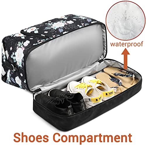 Travel Weekender Bag for Women, 21" Overnight Bag with Shoe Compartment 50L Large Travel Duffel Bag Carry On Tote for Weekend, Overnight, Business Trips, Water Resistant