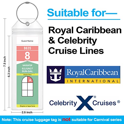 Cruise Luggage Tag Holder for Royal Caribbean Ships & Celebrity, 6Pack Clear Tags Cruise Travel Essentials for 2026-2027
