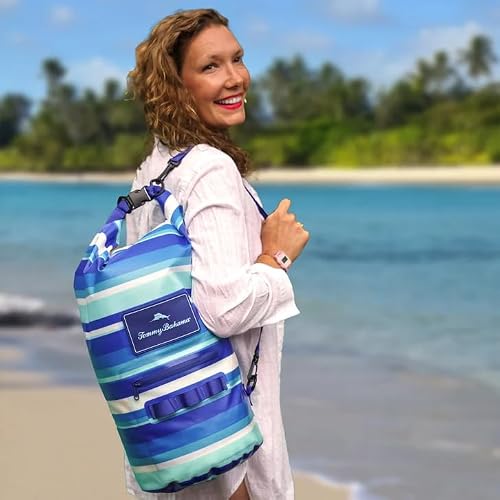 Tommy Bahama 20L Waterproof Dry Bag, Roll-Top (Harbor Stripe)