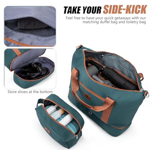 KUNEL Expandable 5 Piece Luggage Sets with Detachable Spinner Wheels and TSA Lock, Unisex Hardside ABS Suitcase Set, Hardshell Lightweight Waterproof Travel Hard Case Suitcases with Wheels, DarkGreen