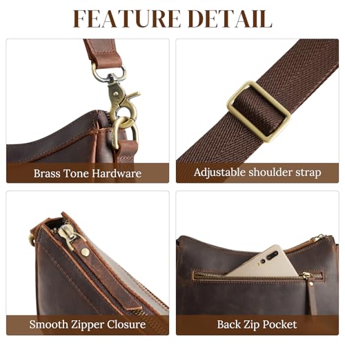 S-ZONE Leather Shoulder Bag for Women Small Crossbody Bags Hobo Purses with 2 Straps