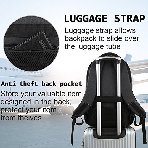 Volher Laptop Backpack,Business Travel Anti Theft Slim Durable Laptops Backpack,Water Resistant College Computer Bag for Women & Men Fits 15.6 Inch Laptop and Notebook - Black