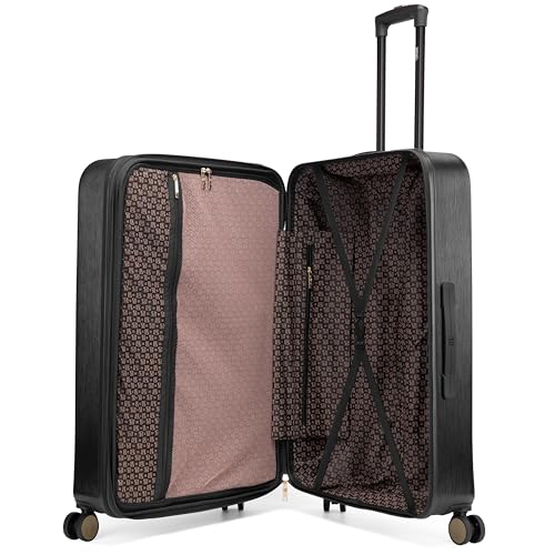 Badgley Mischka Diana Expandable Chic 3-Piece Luggage Set with Spinner Wheels - Black
