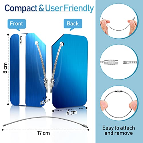 6 Pack Aluminum Luggage Tags for Suitcases with Name ID Card, Durable Luggage Name Tags Identifier, Travel Tags for Luggage Baggage