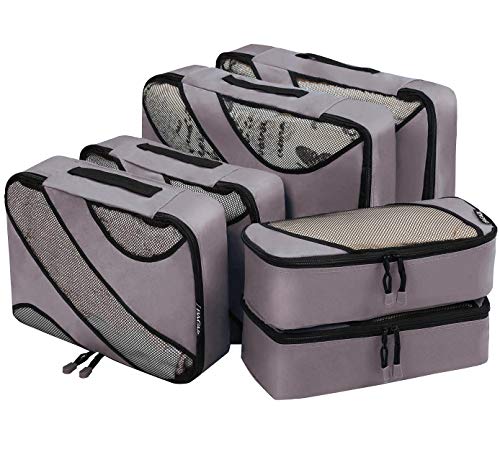 BAGAIL 6 Set Packing Cubes,Travel Luggage Packing Organizers(6Set Dark Grey)