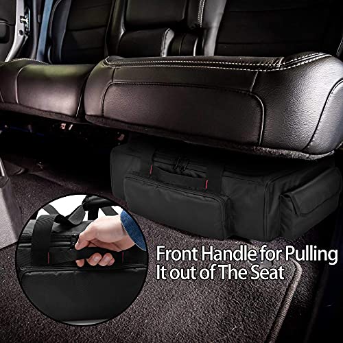 samdew Underseat Storage Bag Fit for SuperCrew Cab, Truck Under Seat Organizer with 1 Detachable Inner Divider & Anti-Slip Bottom for Full Size Trucks, Black