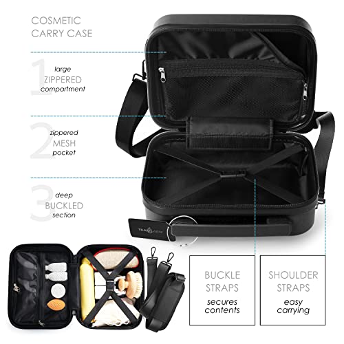 TRAVELARIM 20 Inch Carry On Luggage 22x14x9 Airline Approved, Carry On Suitcase with Wheels, Hard-shell Carry-on Luggage, Durable Luggage Carry-On, Black Small Suitcase with Cosmetic Case
