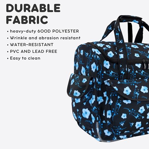J World Donna Rolling Tote Bag on Wheels for Women. Roller Laptop Briefcase. Overnight Weekender Teachers Work, Night Bloom