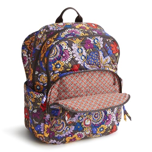 Vera Bradley Women's Premium Cotton Large Bancroft Backpack, Colorful Bouquet, One Size