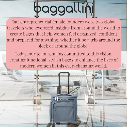 Baggallini Expandable Underseat Carry-On - Lightweight Travel Luggage Carry On Weekender with Wheels